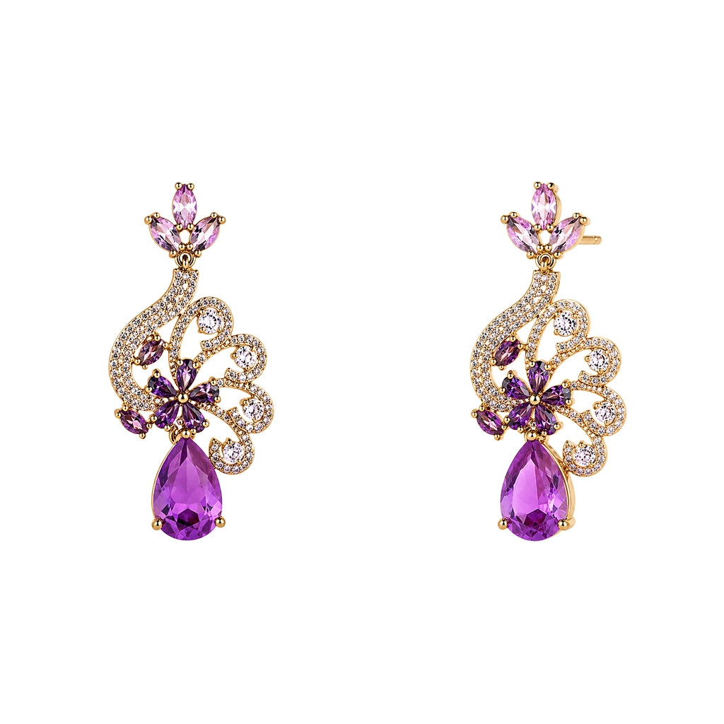 Amethyst Swirl Crystal Drop Danglers