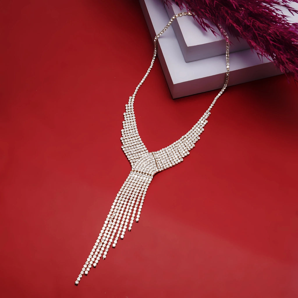 Power Cut Crystal Fringe Statement Necklace