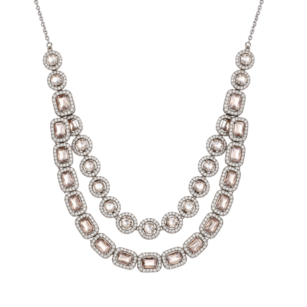 Imperial Power Cut Layered Necklace Set