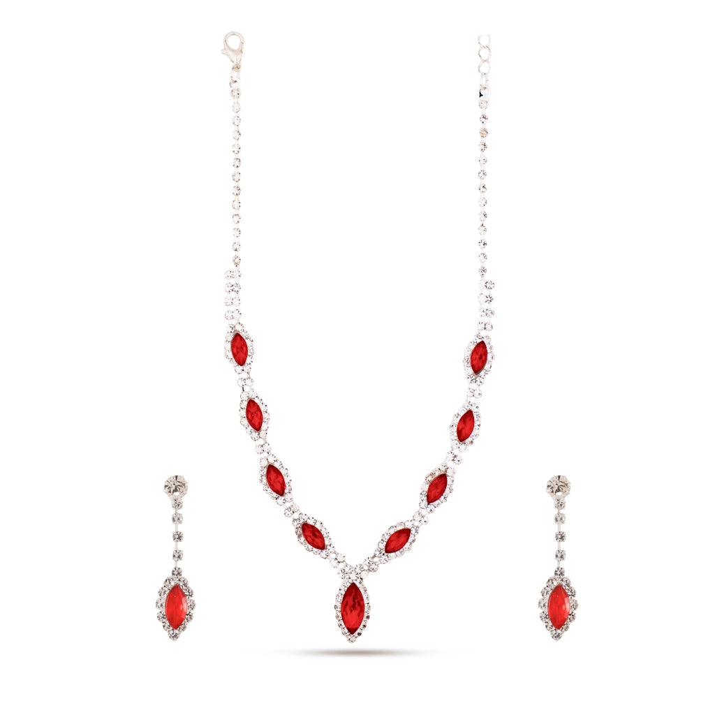 Ruby Radiance Crystal Necklace Set
