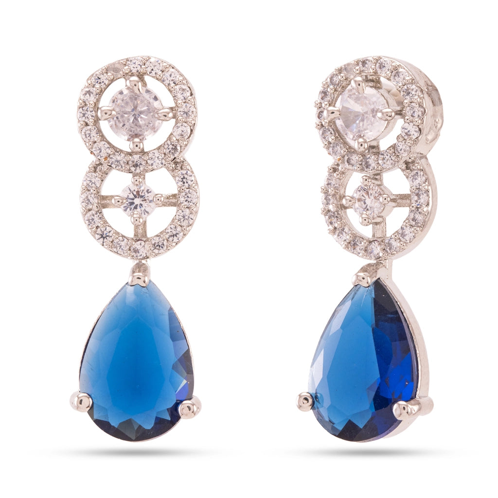 Blue Crystal Halo Necklace Set