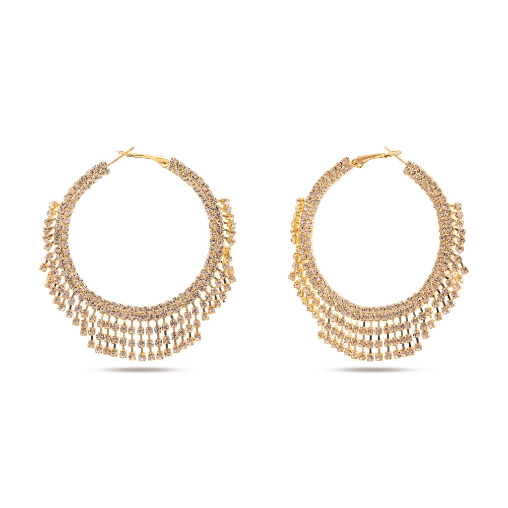 Celestia Fringe Crystal Hoops Gold