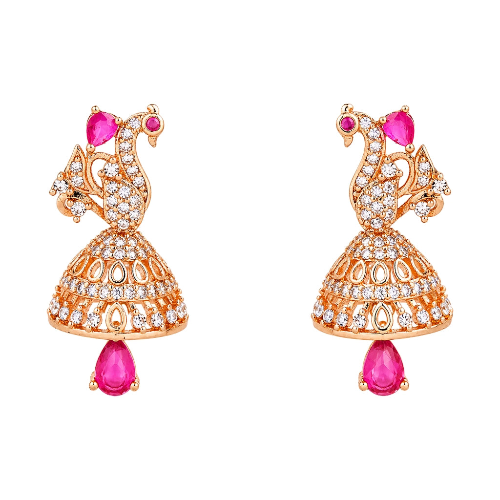 Ruby Mayura Royal Jhumka Earrings