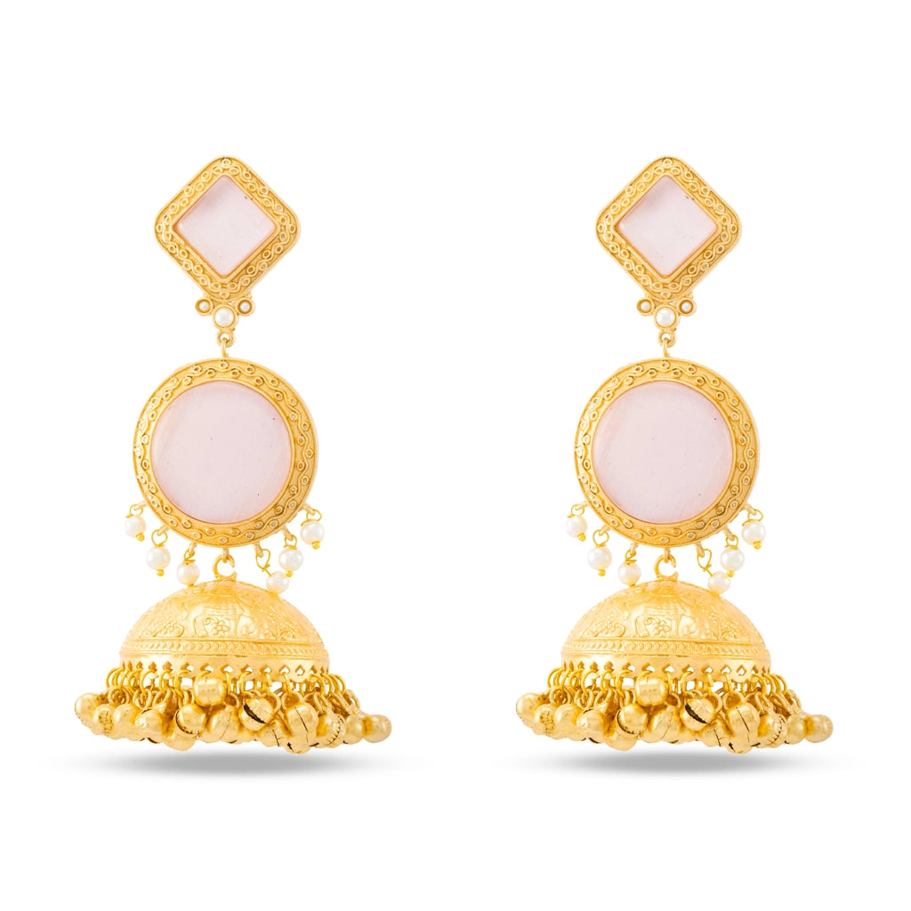 Blush Halo Jhumkas Pink