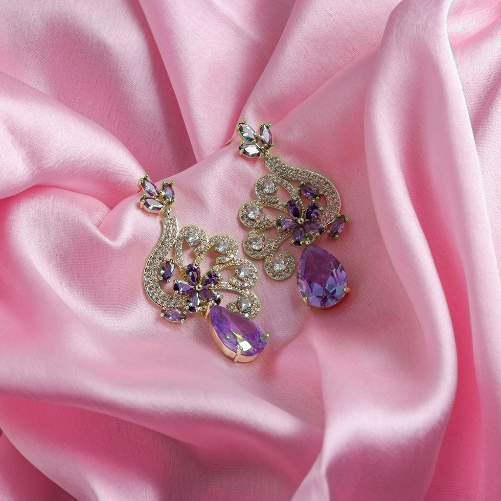Amethyst Swirl Crystal Drop Danglers