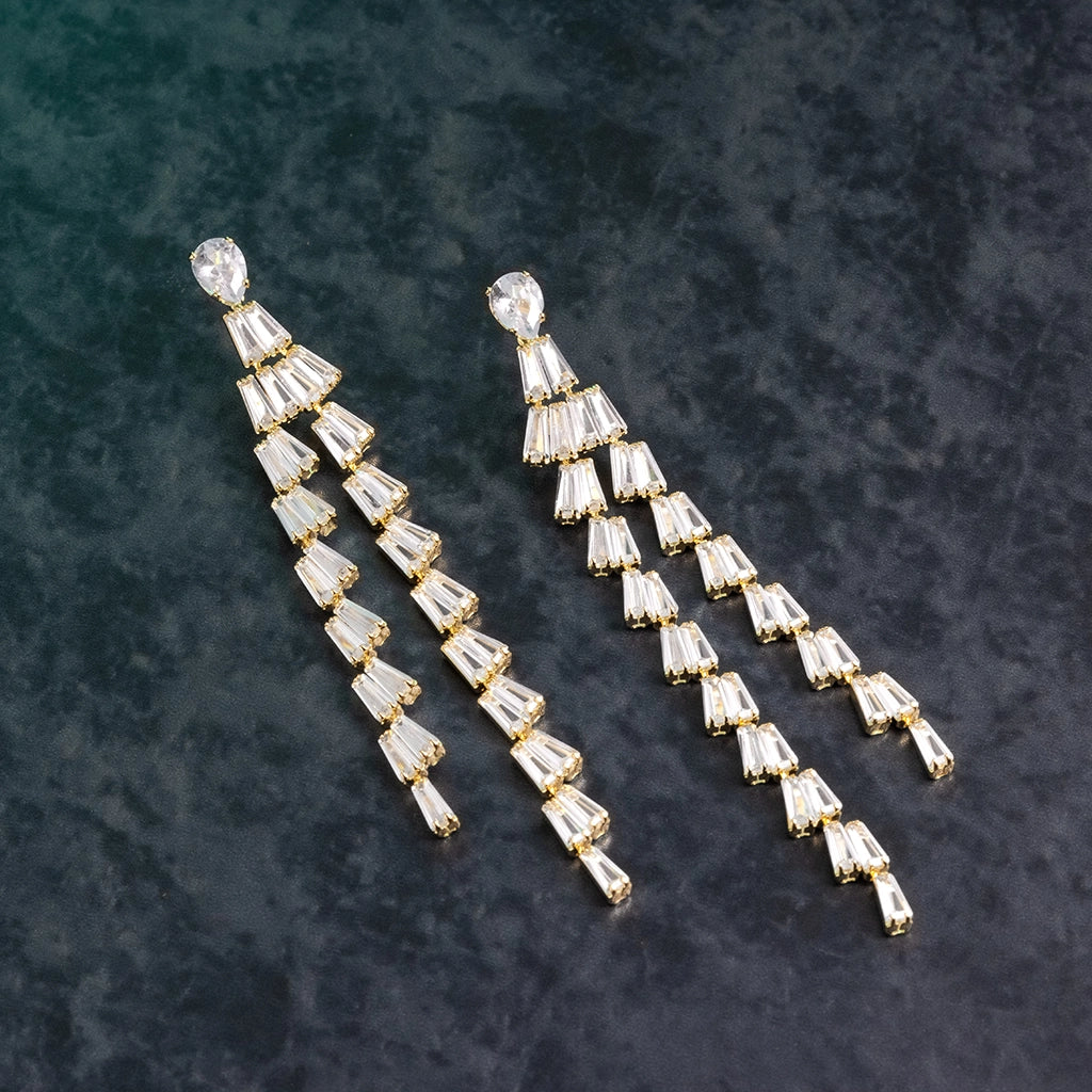 Aurelia Crystal Cascade Fringe Earrings