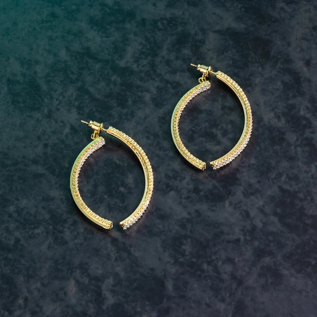 Crystal Curve Luxe Gold Hoops