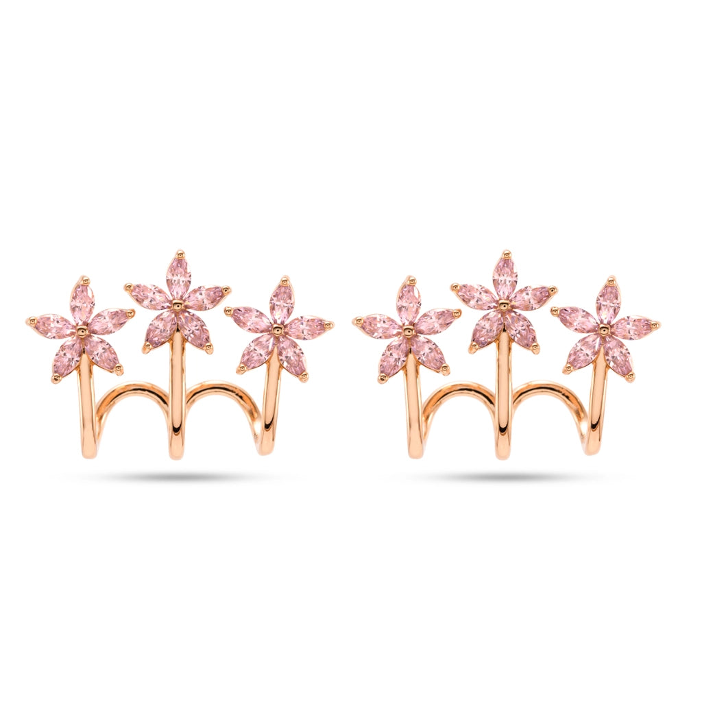 Pink Bloom Crystal Ear Climbers