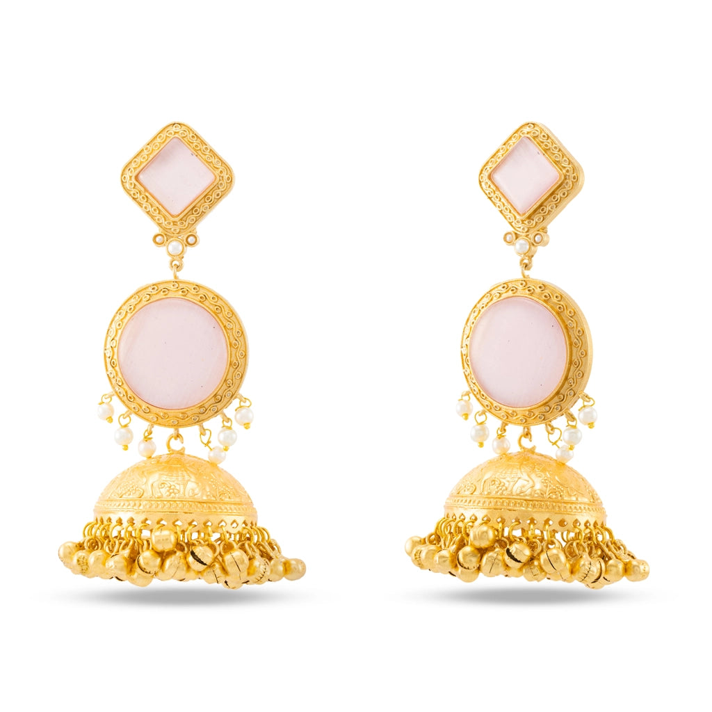 Blush Halo Jhumkas Pink