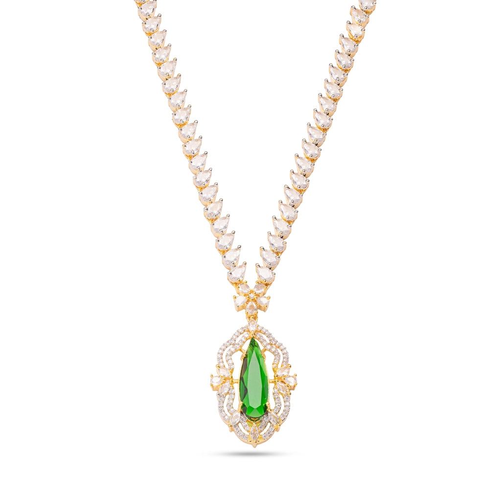 Celestial Emerald Crystal Drop Necklace Set