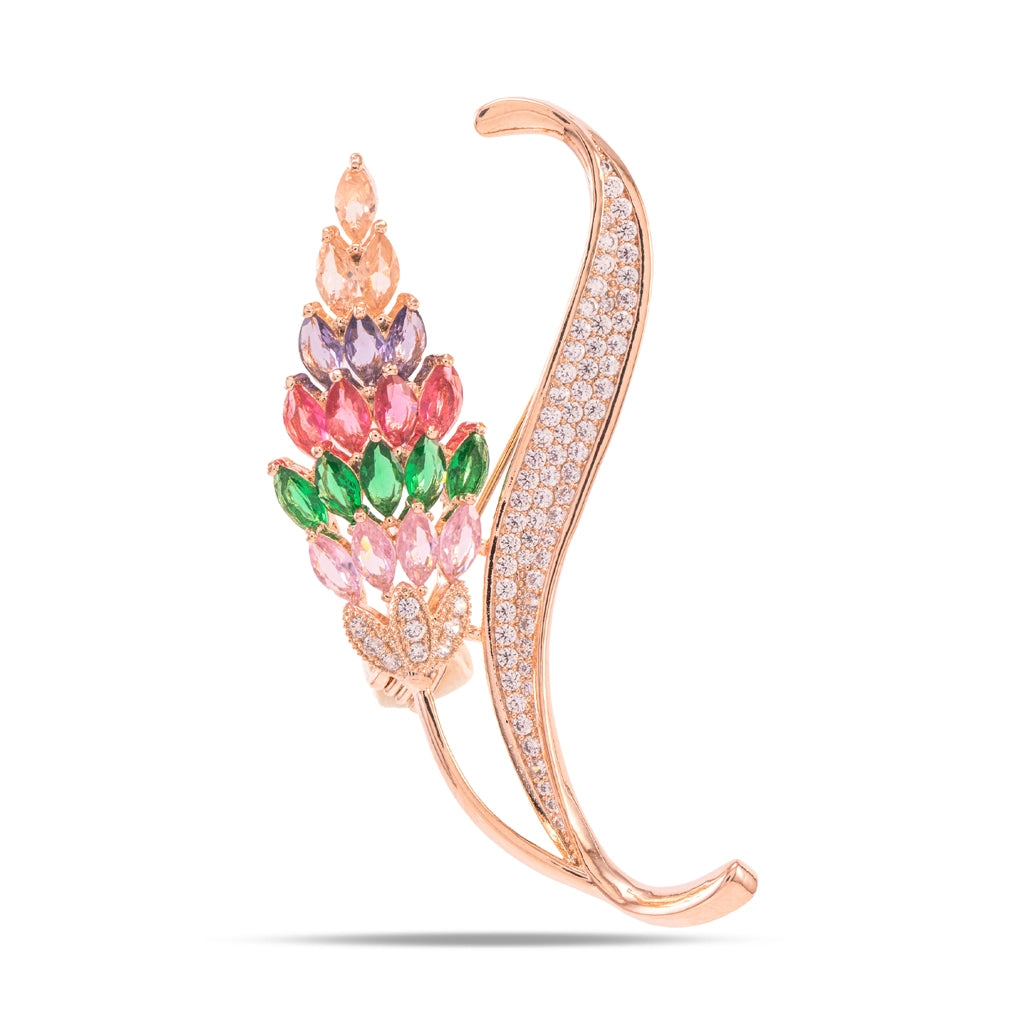 Rainbow Feather Crystal Brooch