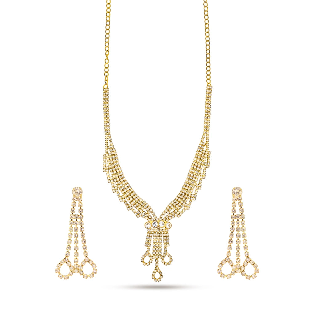 Crystal Tassel Necklace Set