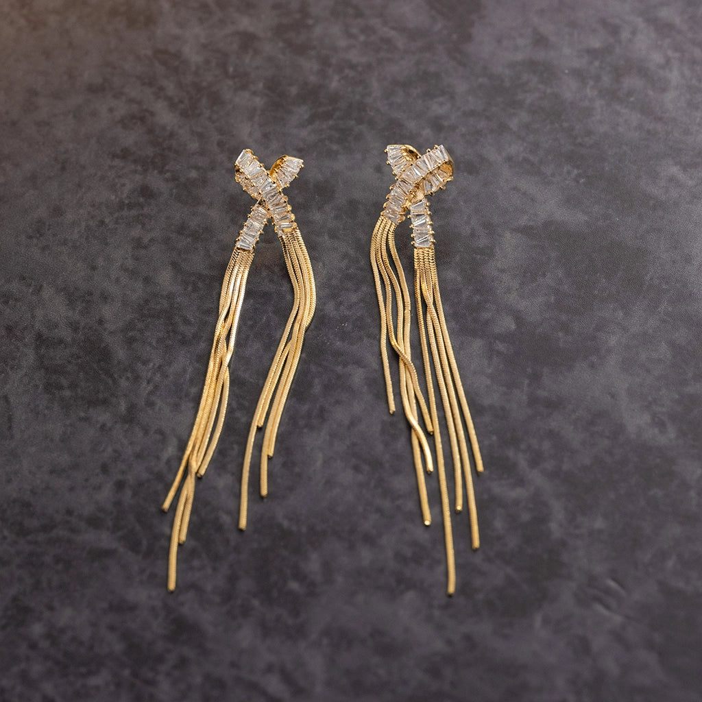 Celeste Cascade Crystal Tassels Gold