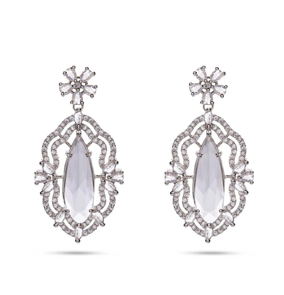 Celestial Silver Crystal Drop Necklace Set