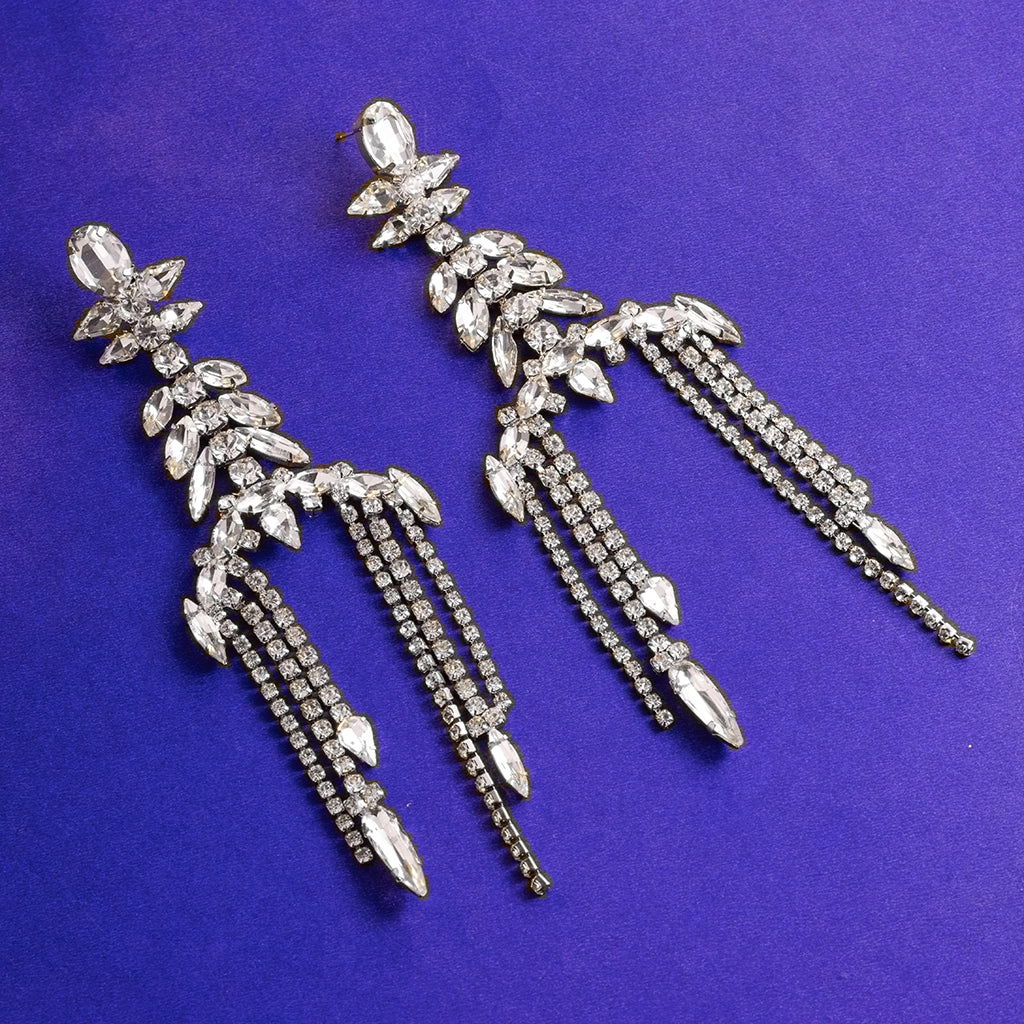 Crystal Cascade Statement Fringe Earrings