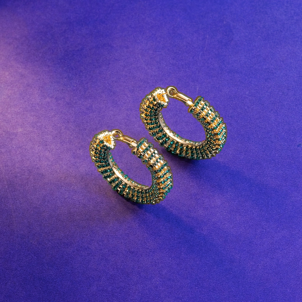 Aurora Glow Crystal Earrings Green