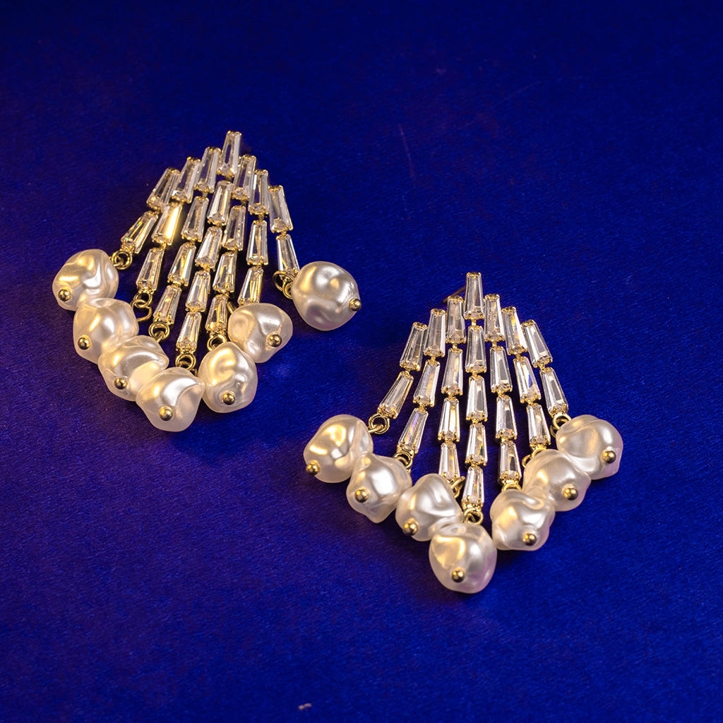 Ivory Cascade Pearl Danglers