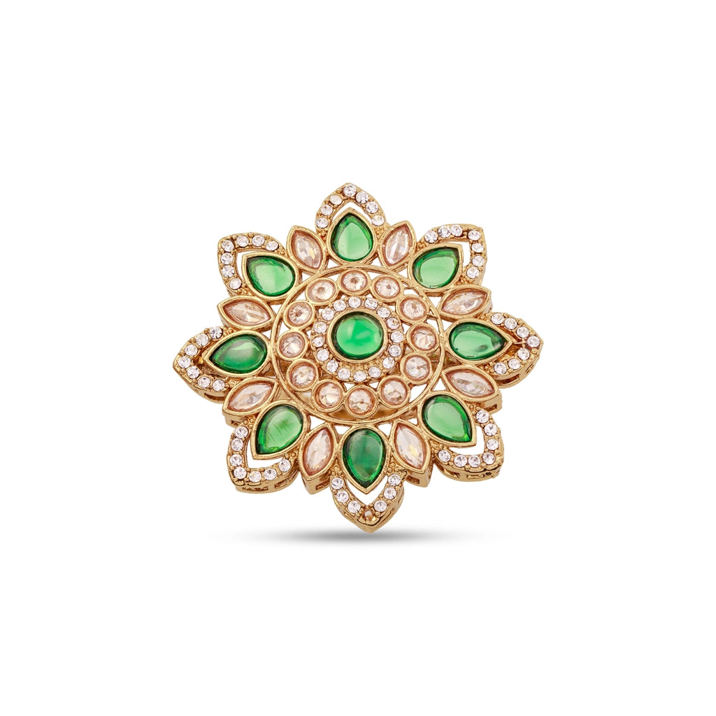 Emerald Square Halo Ring
