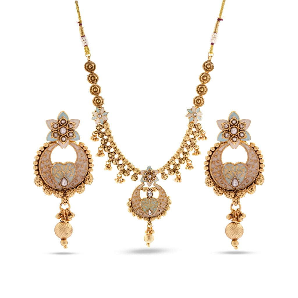 Gulnaz Antique Floral Necklace Set
