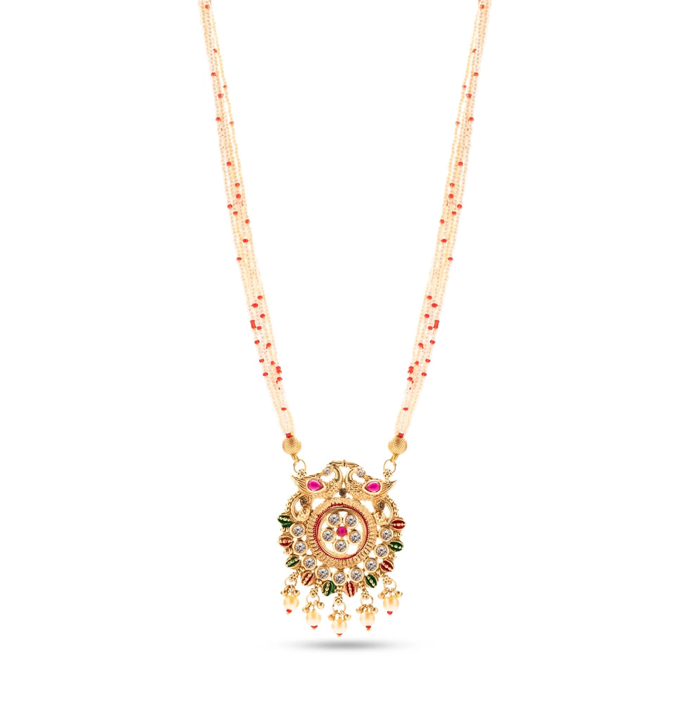 Pearl & Multi-Colored Stone Necklace and Earring Set