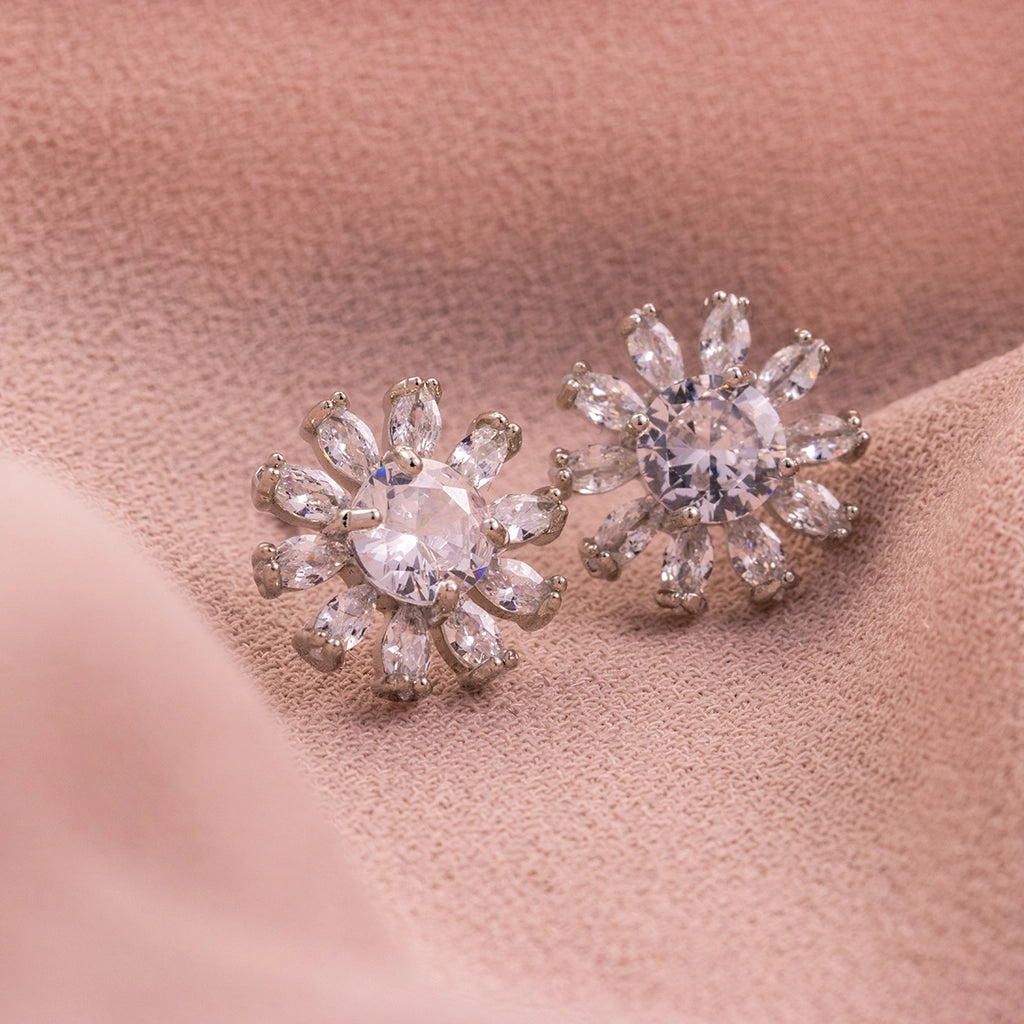 Ivory Bloom Crystal Stud Earrings