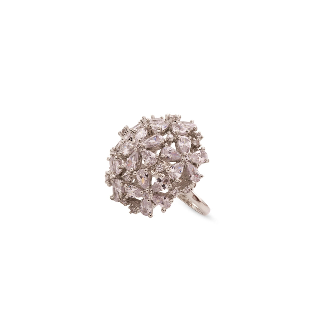 Ivory Bloom Crystal Dome Ring