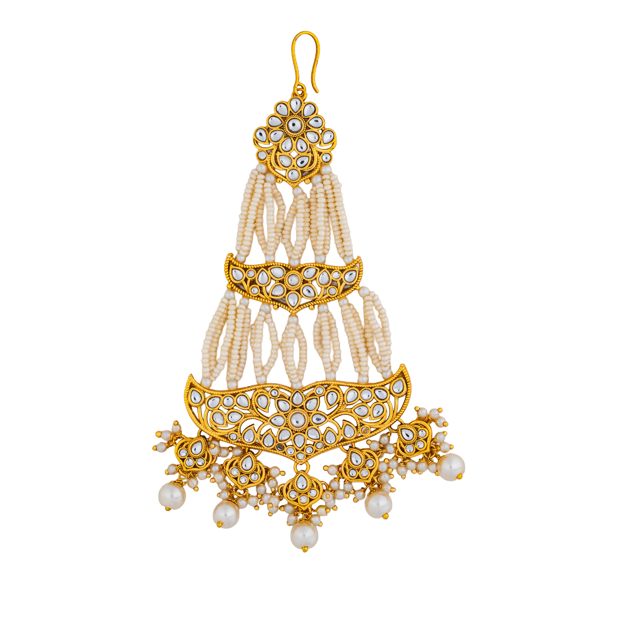 Ivory Royale Kundan Pearl Maang