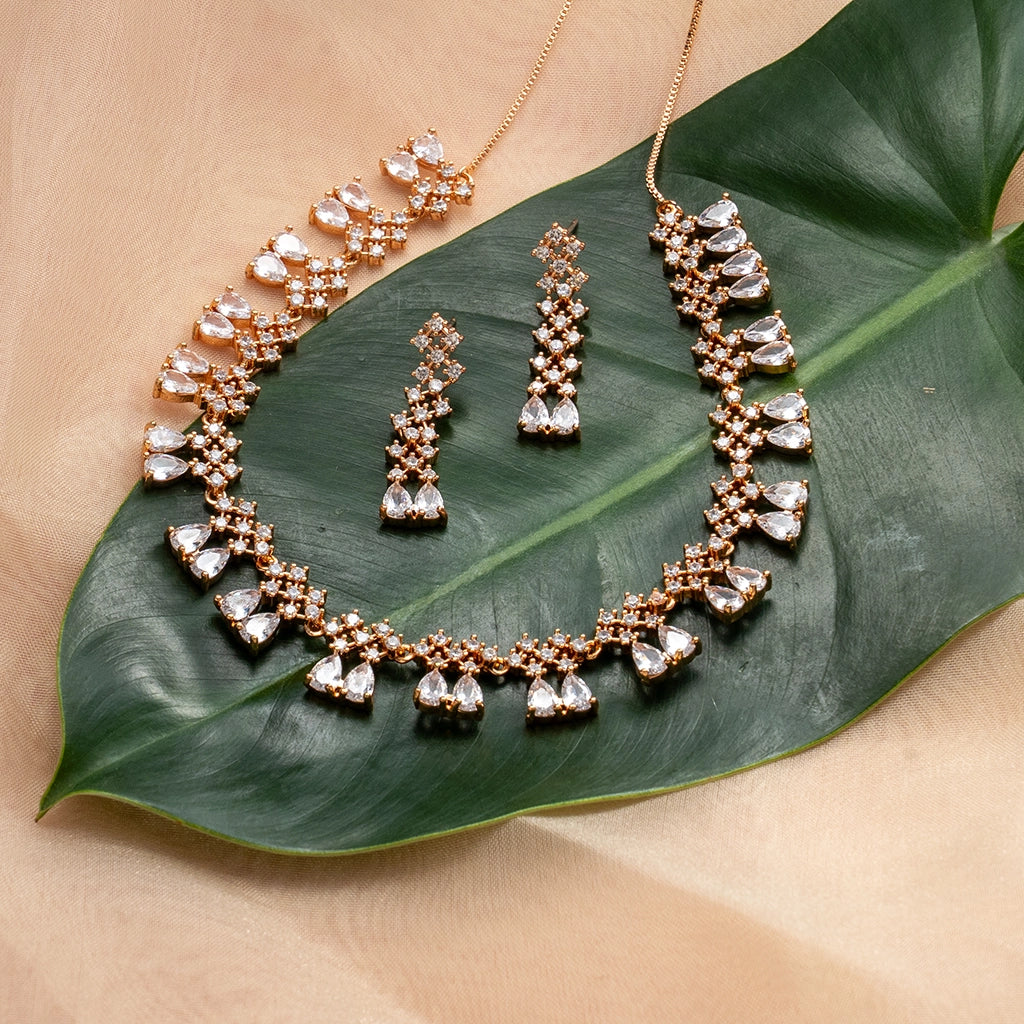 Aurielle Crystal Cascade Necklace Set