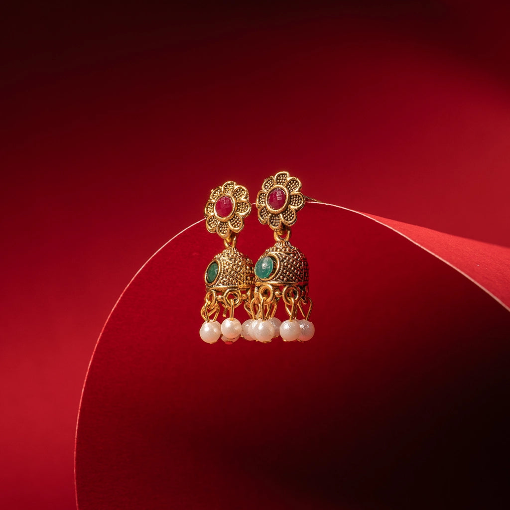 Aaina Aura Heirloom Bloom Jhumkas