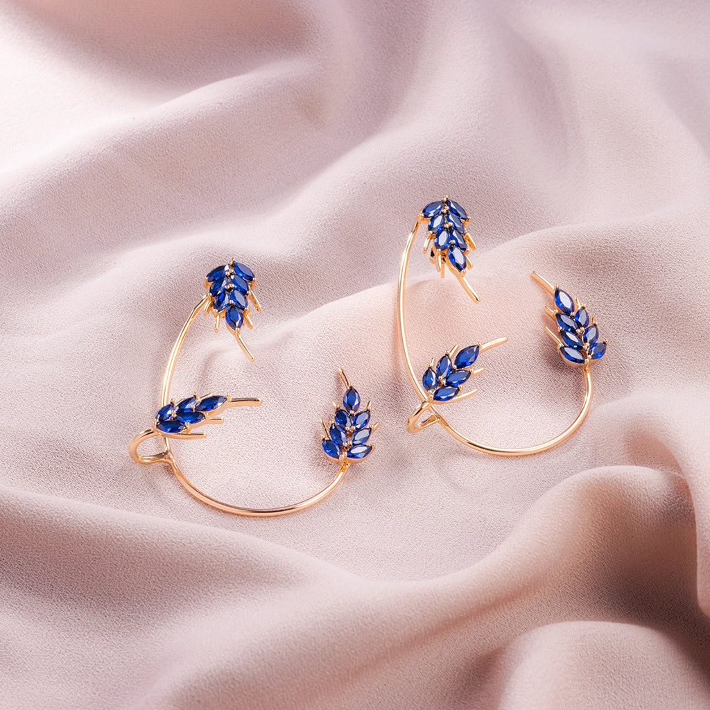 Sapphire Wheat Crystal Hoops