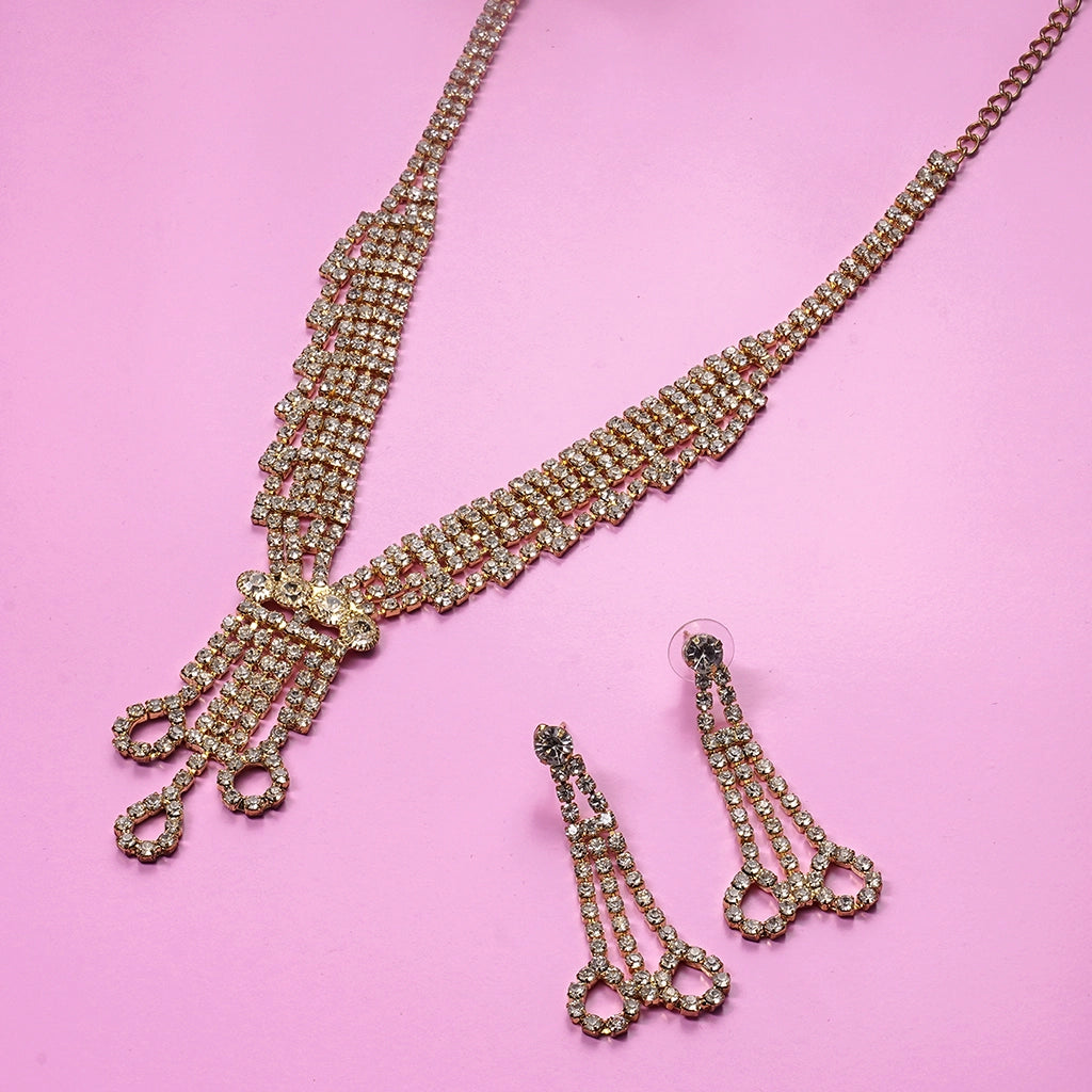 Crystal Tassel Necklace Set