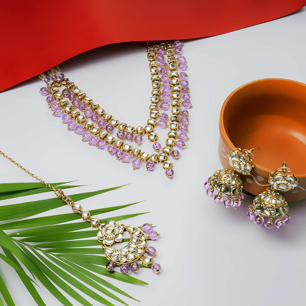 Noor-E-Jahan Amethyst Royale Layered Necklace Set