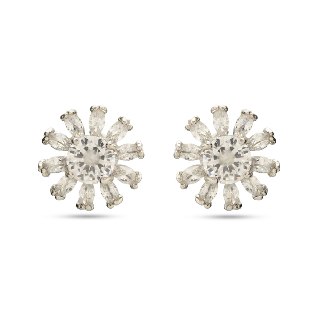 Ivory Bloom Crystal Stud Earrings