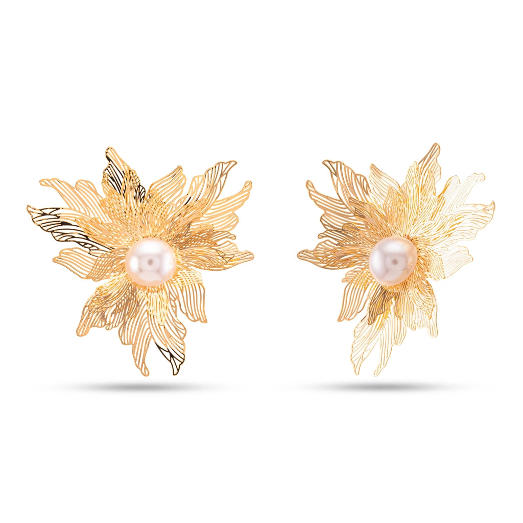 Celeste Filigree Bloom Pearl Studs
