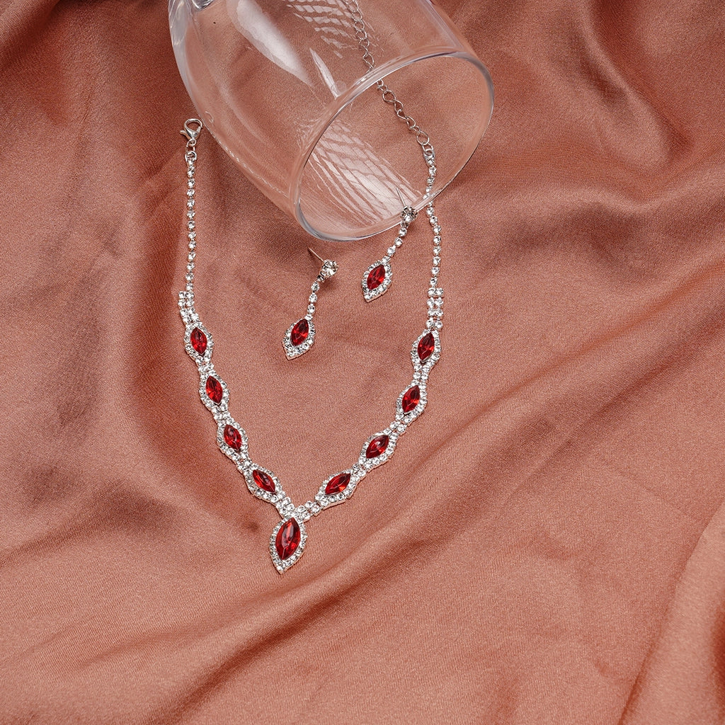 Ruby Radiance Crystal Necklace Set