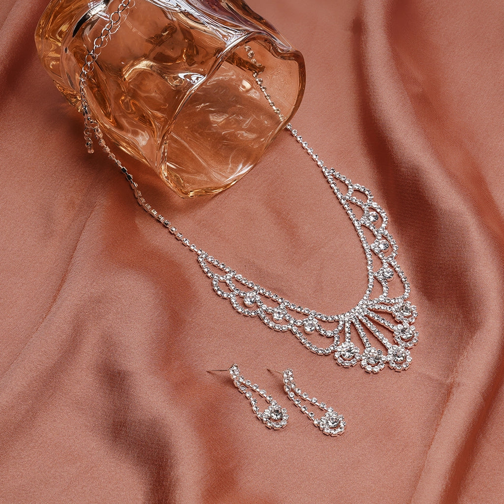 Celestine Crystal Lace Necklace Set