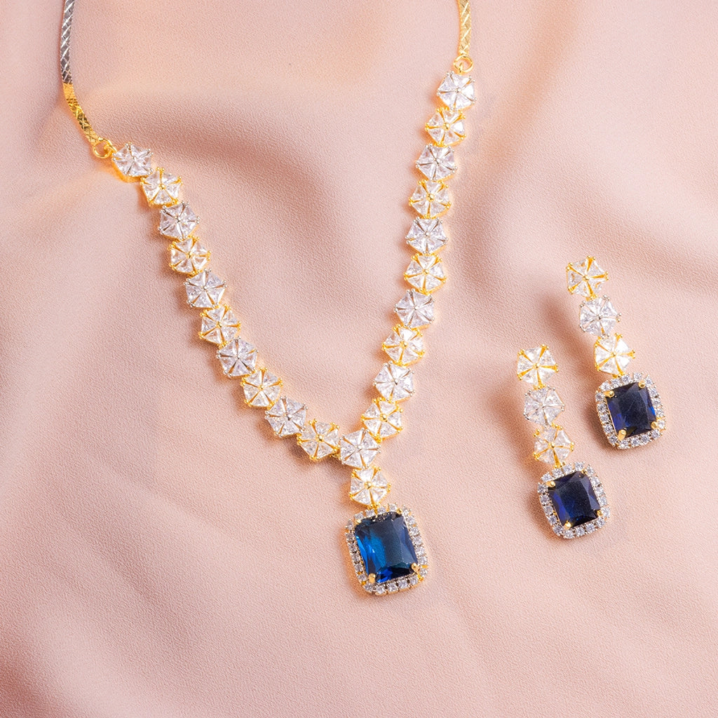 Blue Prism Crystal Necklace Set