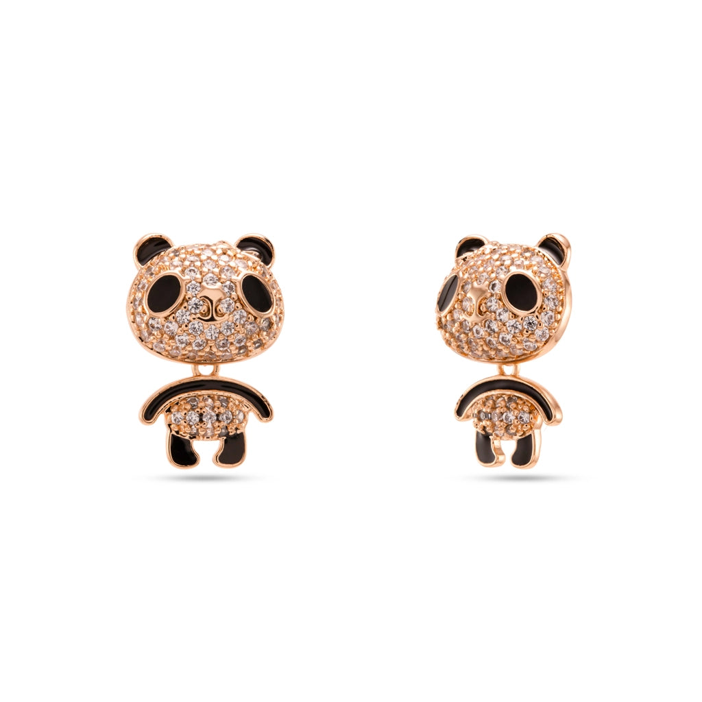 Zazu Panda Sparkle Stud Earrings