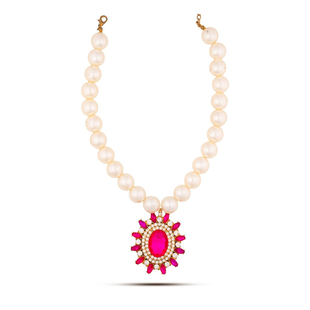 Celestia Pink Pearl Necklace Set