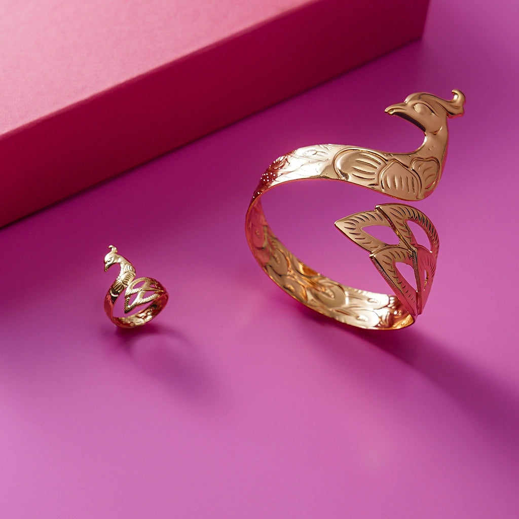 Mayura Grace Gold Bangle & Ring Set