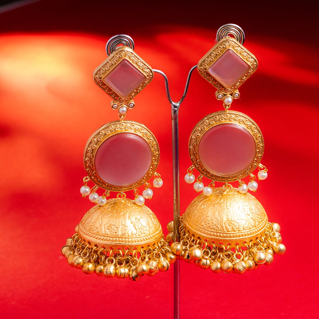 Blush Halo Jhumkas Pink
