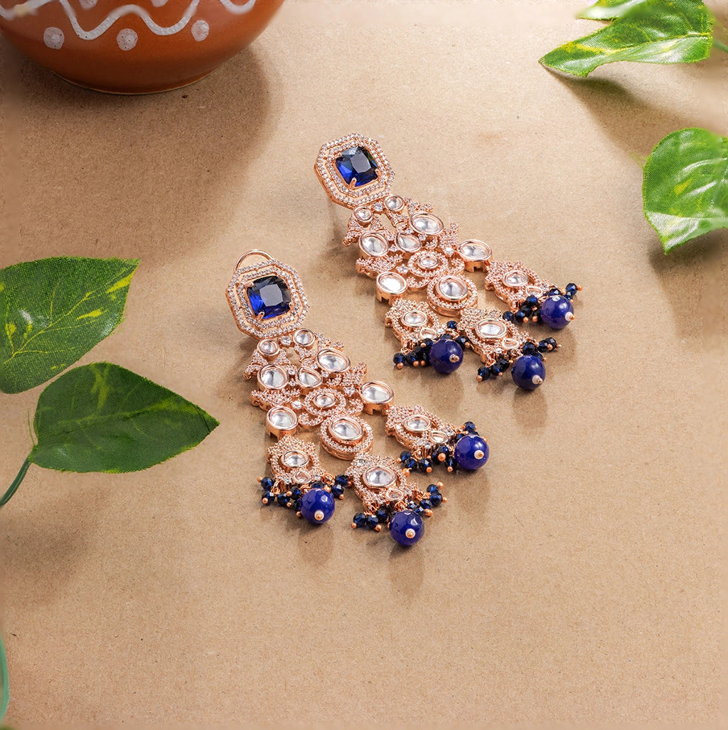Blue Ruby Bloom Danglers