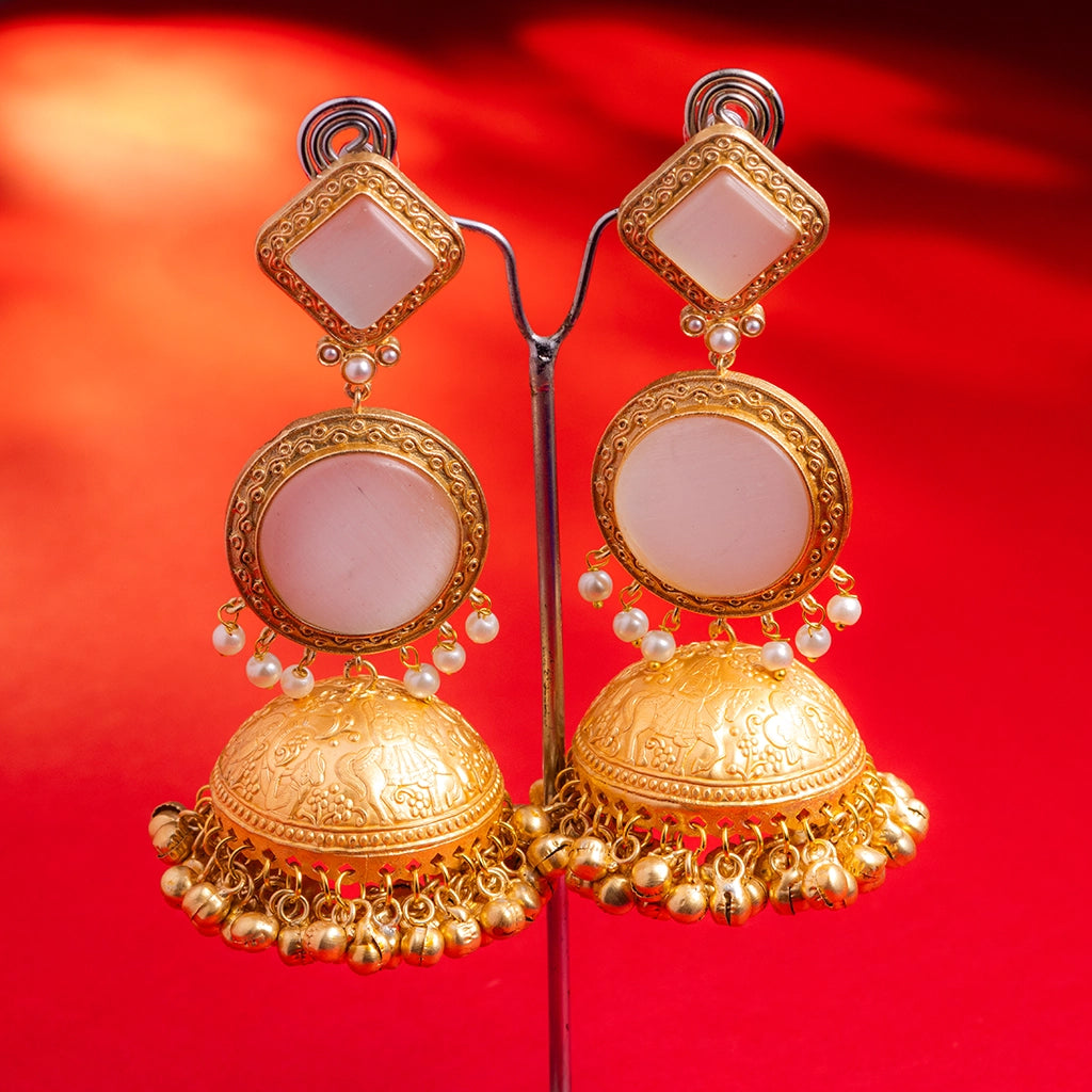 Blush Halo Jhumkas White