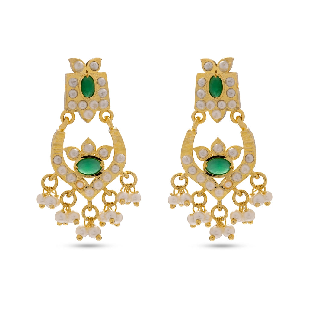 Emerald Kundan Cascade Necklace Set