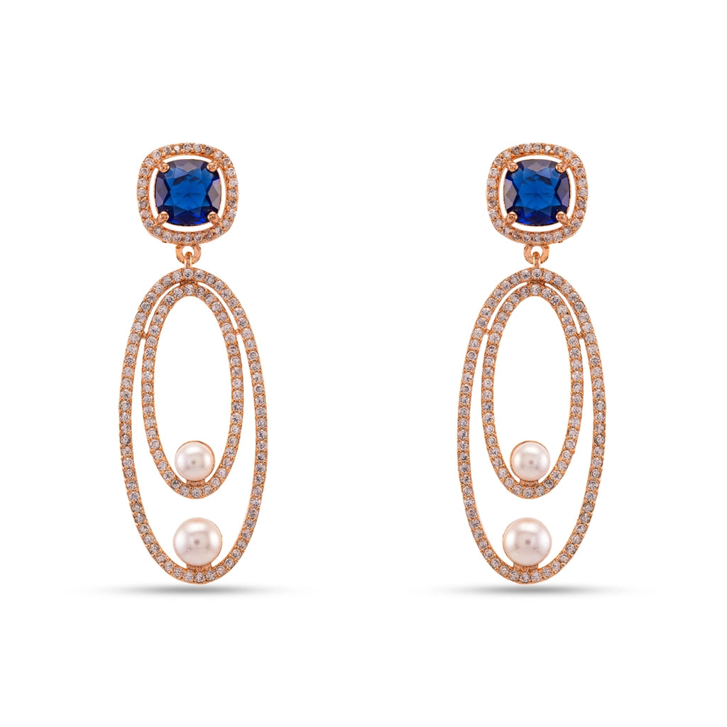 Blue Pearl Halo Danglers