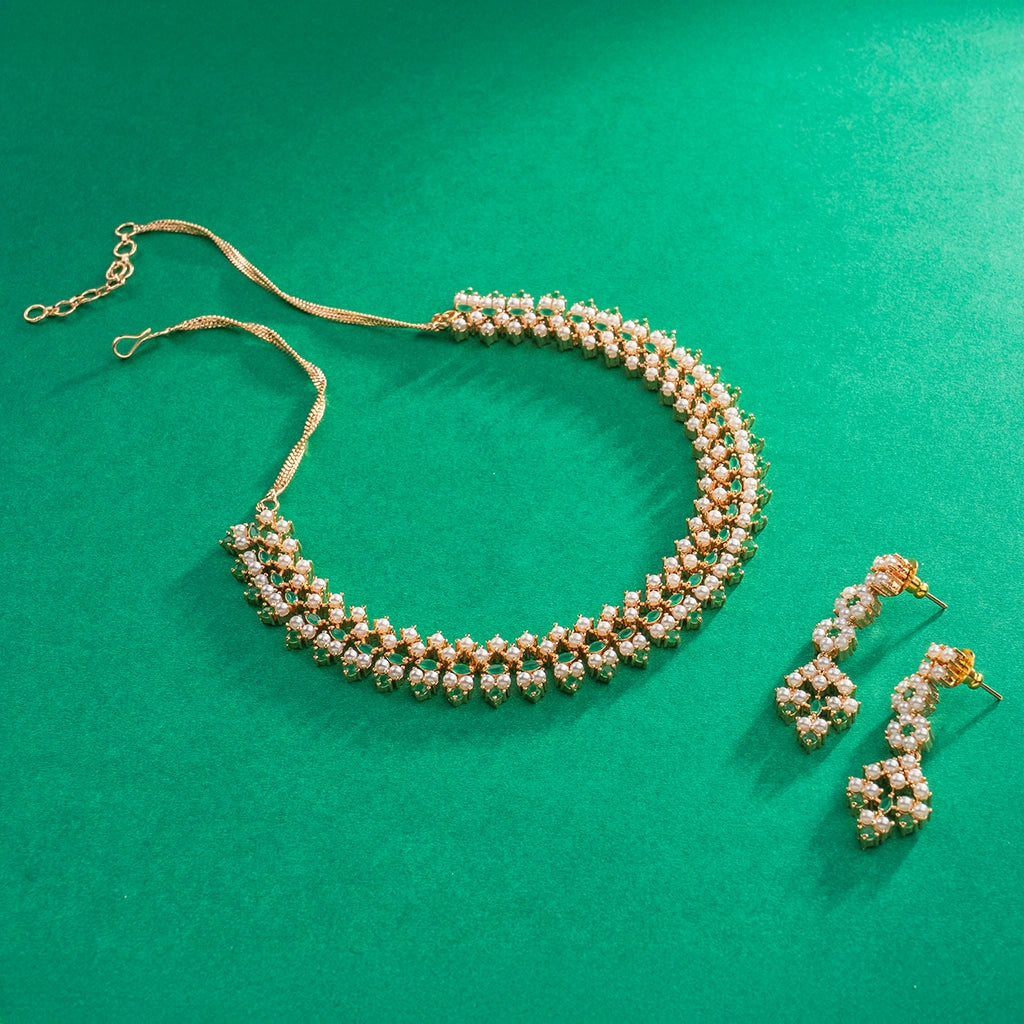 Rangella Royale Pearl Cascade Necklace Emerald
