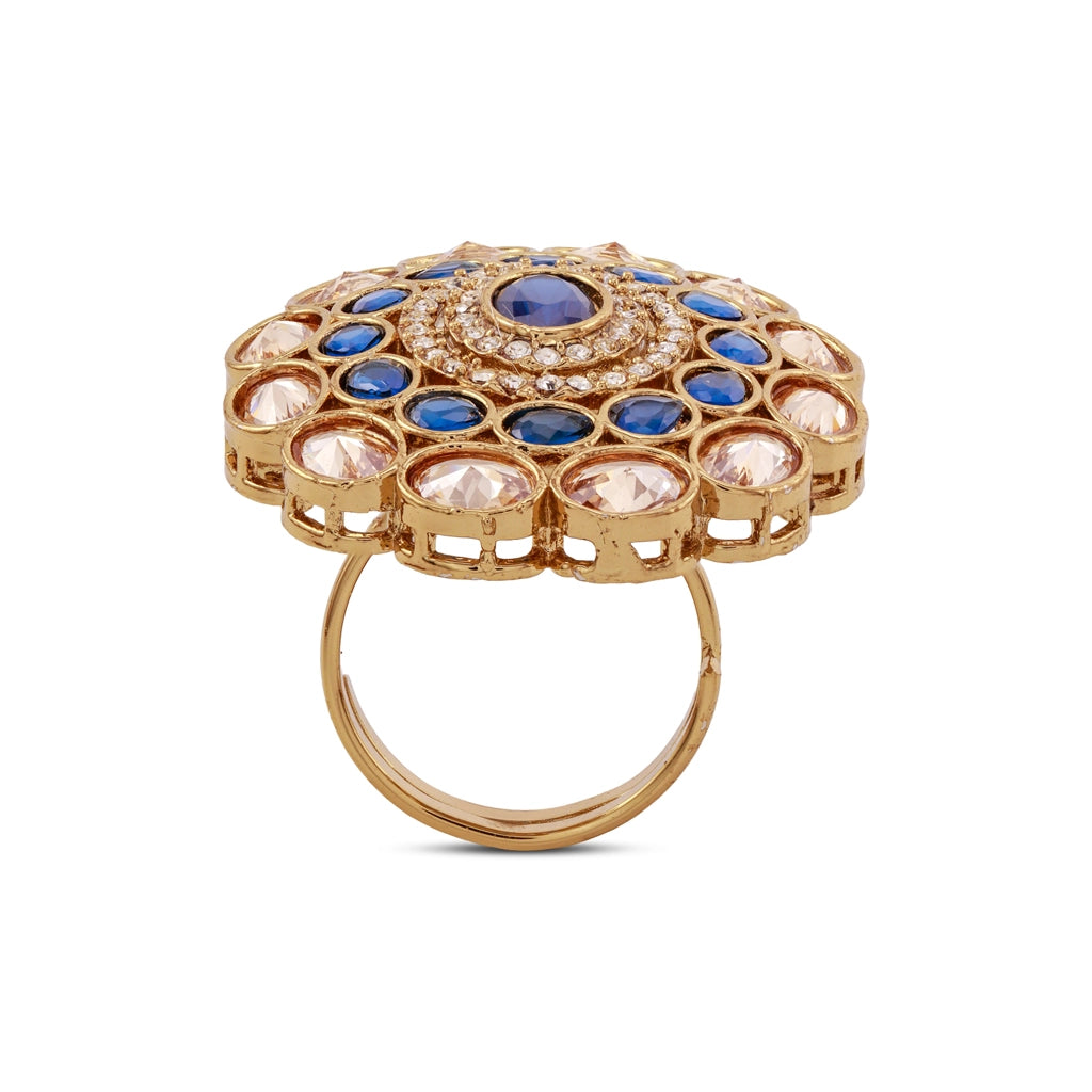 Regal Azure Halo Ring