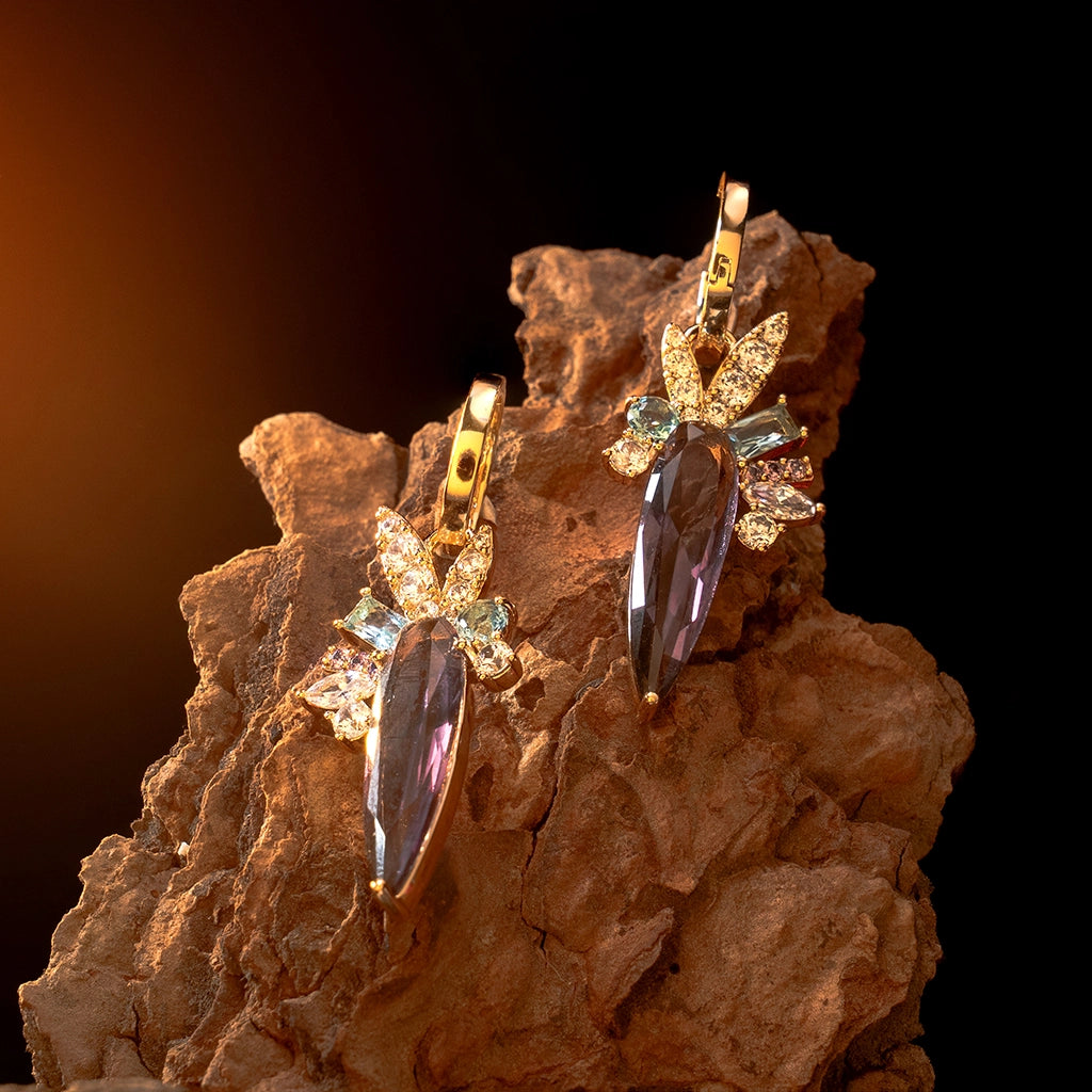 Elira Amethyst Prism Drop Earrings
