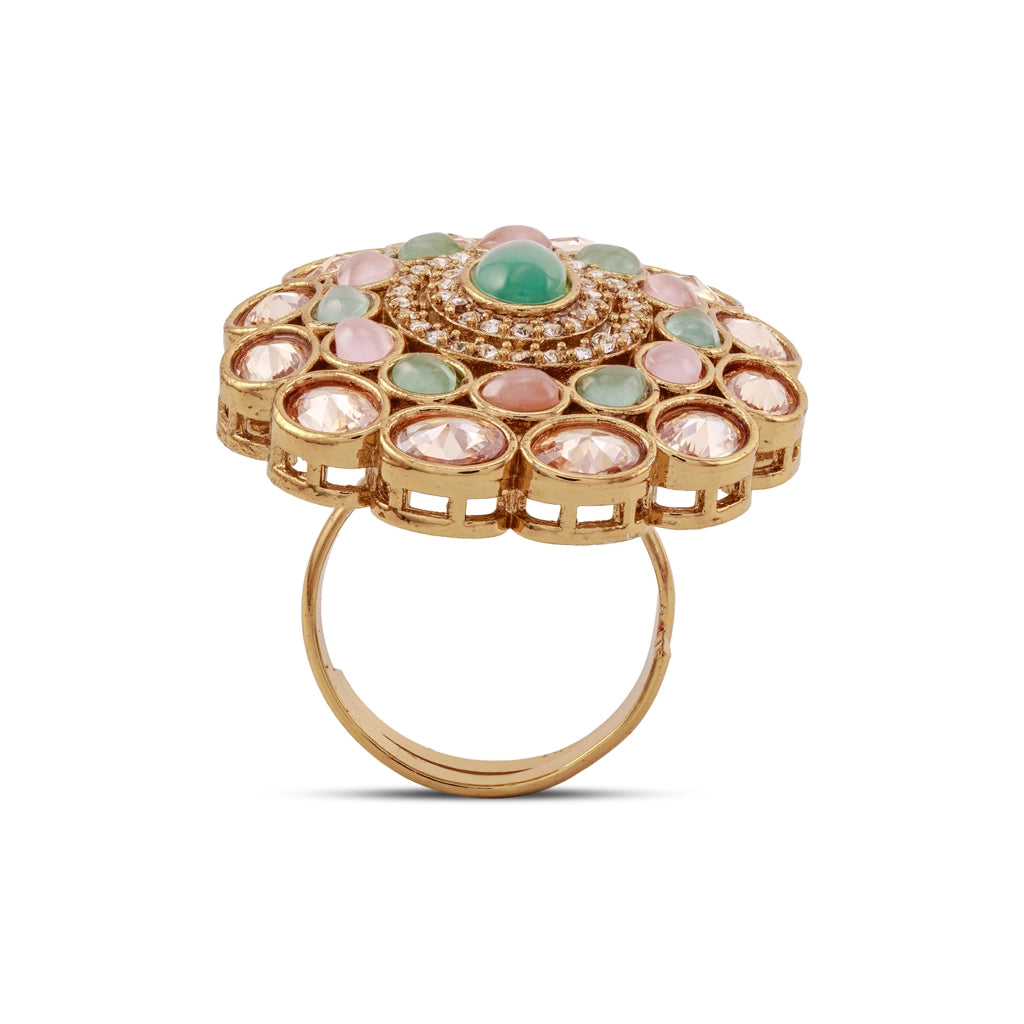 Pastel Mosaic Bloom Statement Ring