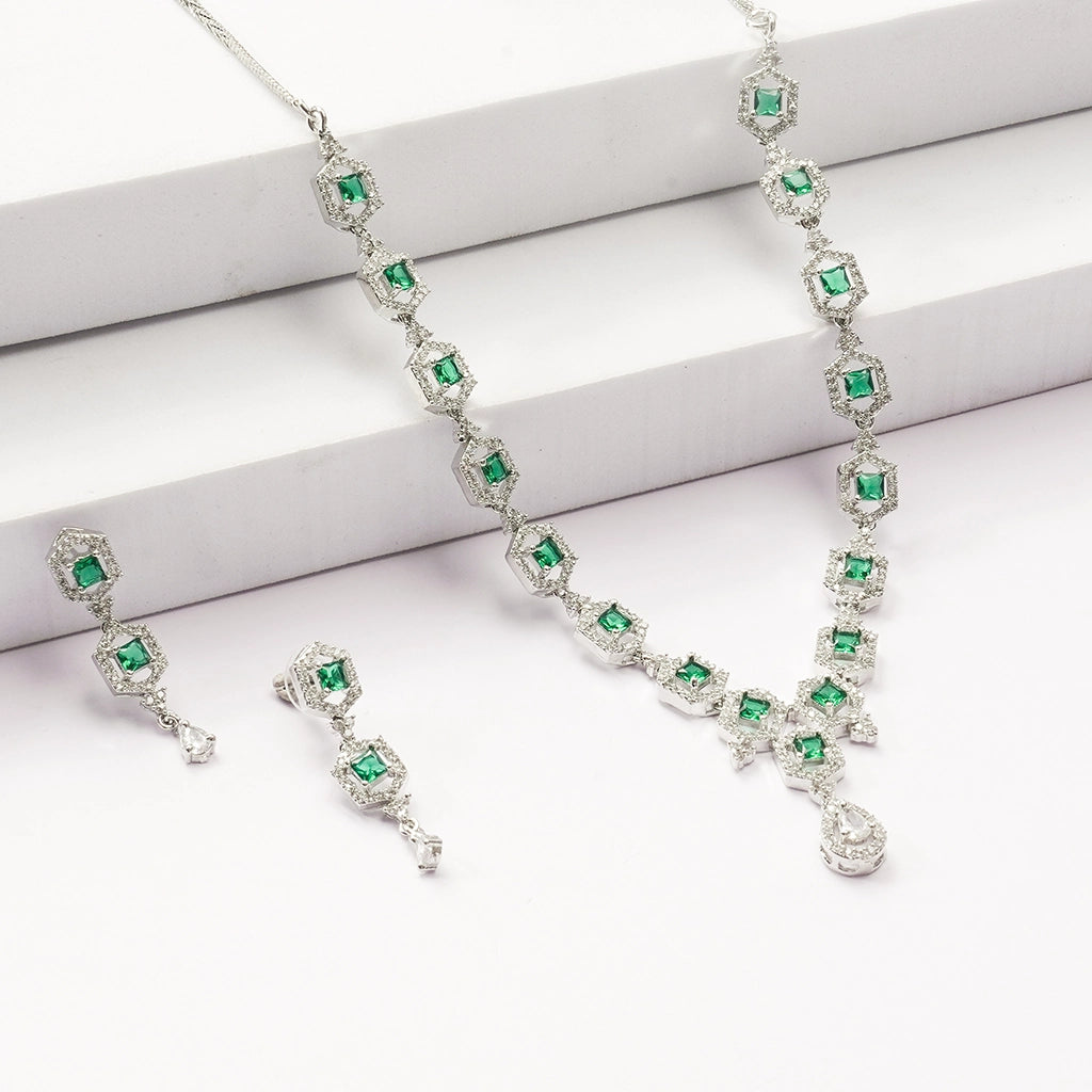 Emerald Prism Crystal Necklace Set